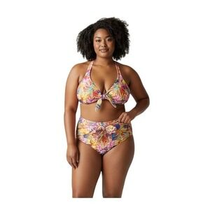 Time and Tru Tropical Floral Bikini Swimsuit Yellow 2 piece NWT Hawaiian Coastal